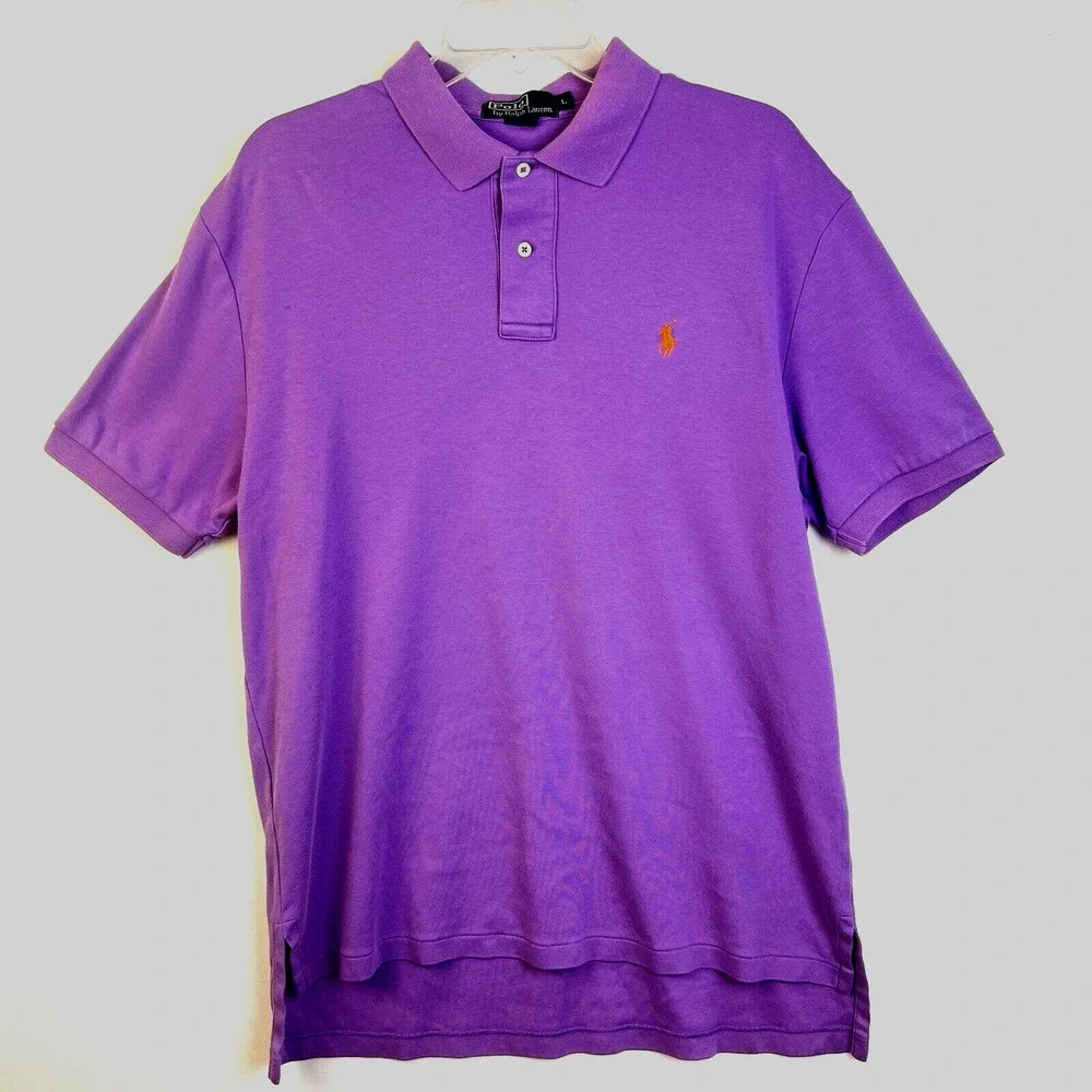 Polo By Ralph Lauren Polo Shirt Men' Large Purple Golf Preppy Knit Work Casual